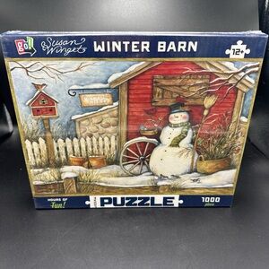 Winter Barn Snowman 1000 Piece Jigsaw Puzzle By Susan Wingets 19" x 29" Sealed